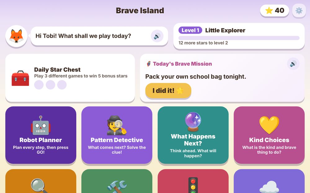 Brave Island home screen